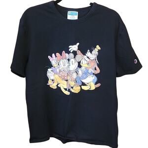 Champion Black Disney Mickey & Friends T-Shirt Size L Minnie Donald Goofy